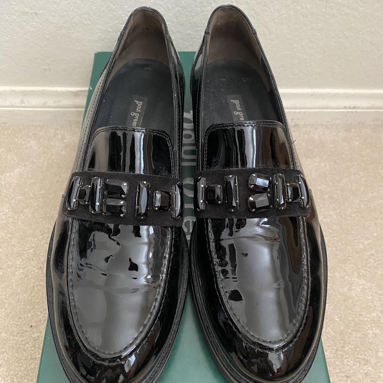 Paul Green Nina Jewel black patent leather loafers Depop