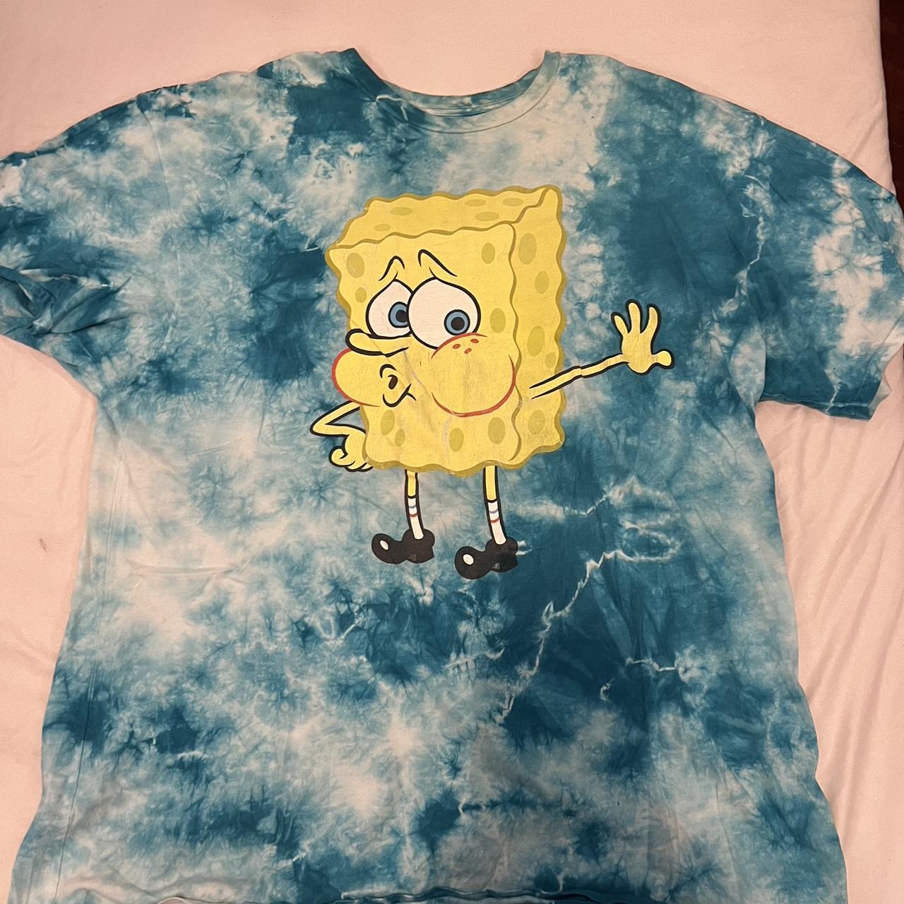Spongebob Tiedye tshirt more of an aqua teal... Depop