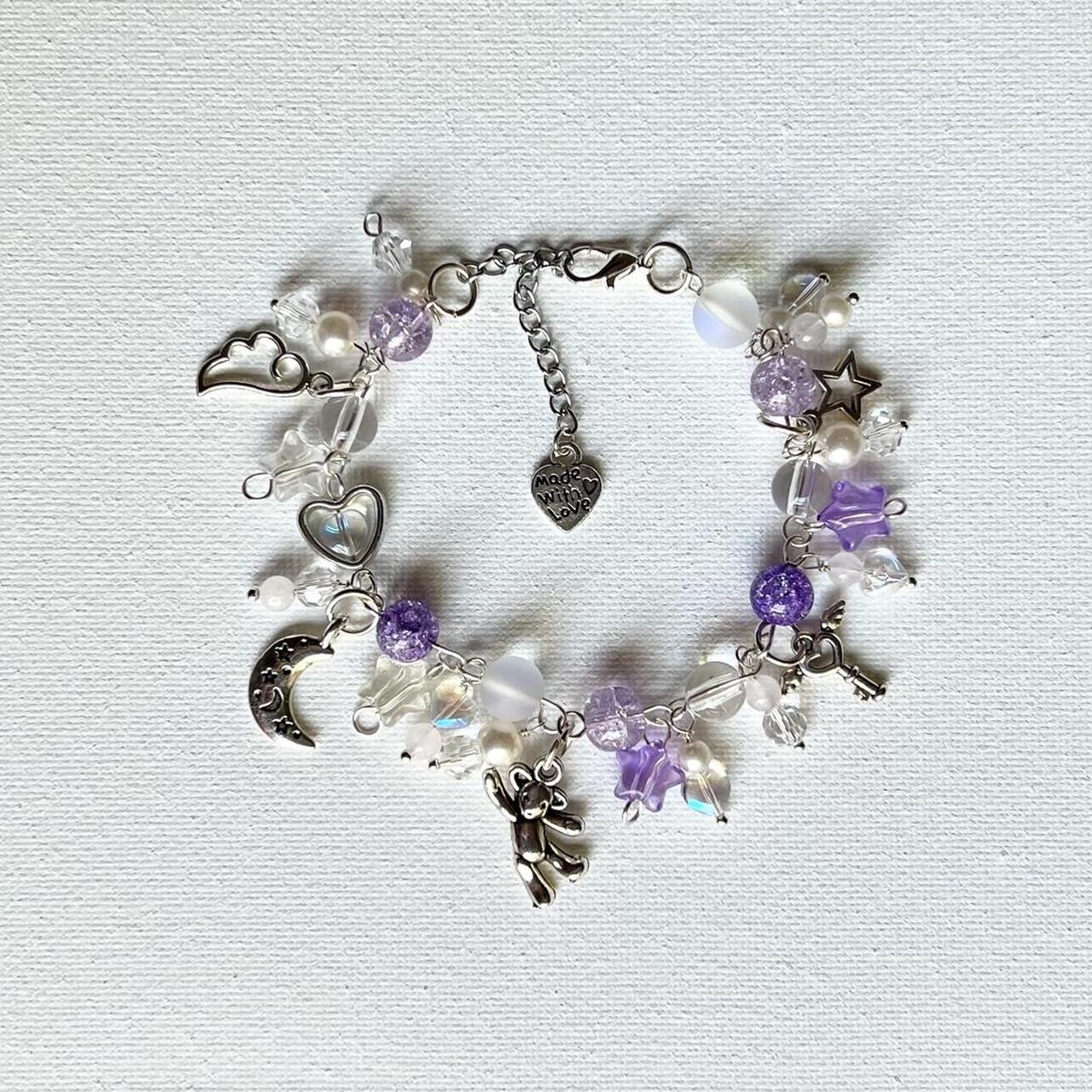 Handmade Purple Charm Bracelet 💜 handmadejewlery... Depop