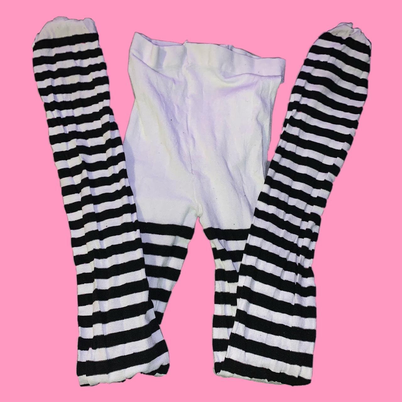 striped black and white tights. not sure where these... Depop
