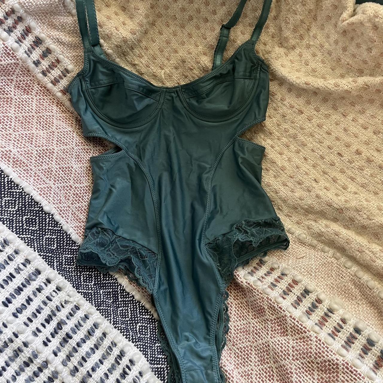 Urban Outfitters Women's Blue and Green Bodysuit | Depop