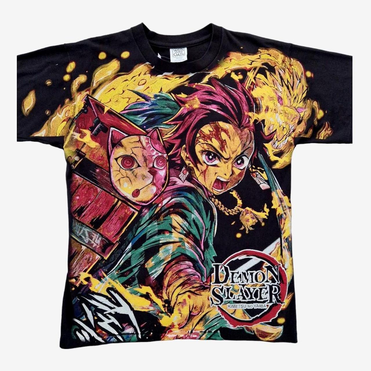 Demon Slayer kimetsu no yaiba Black t-shirt Size -... - Depop