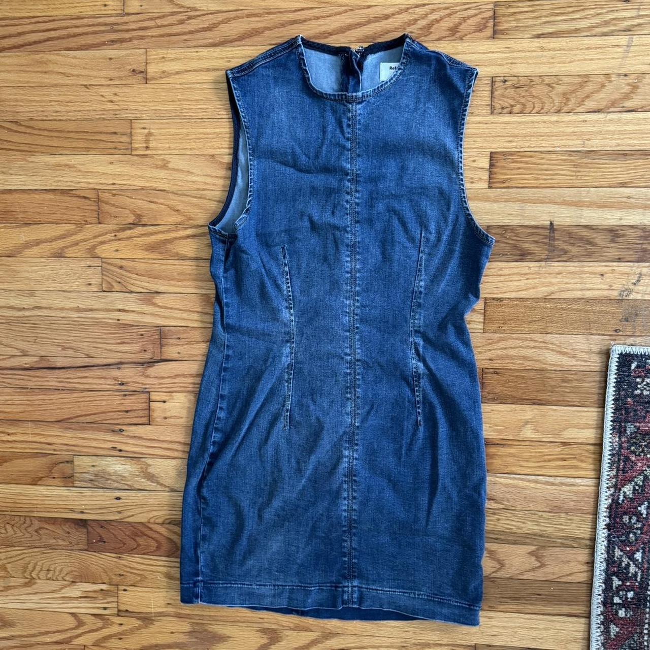 Reformation denim mini dress Size:... - Depop