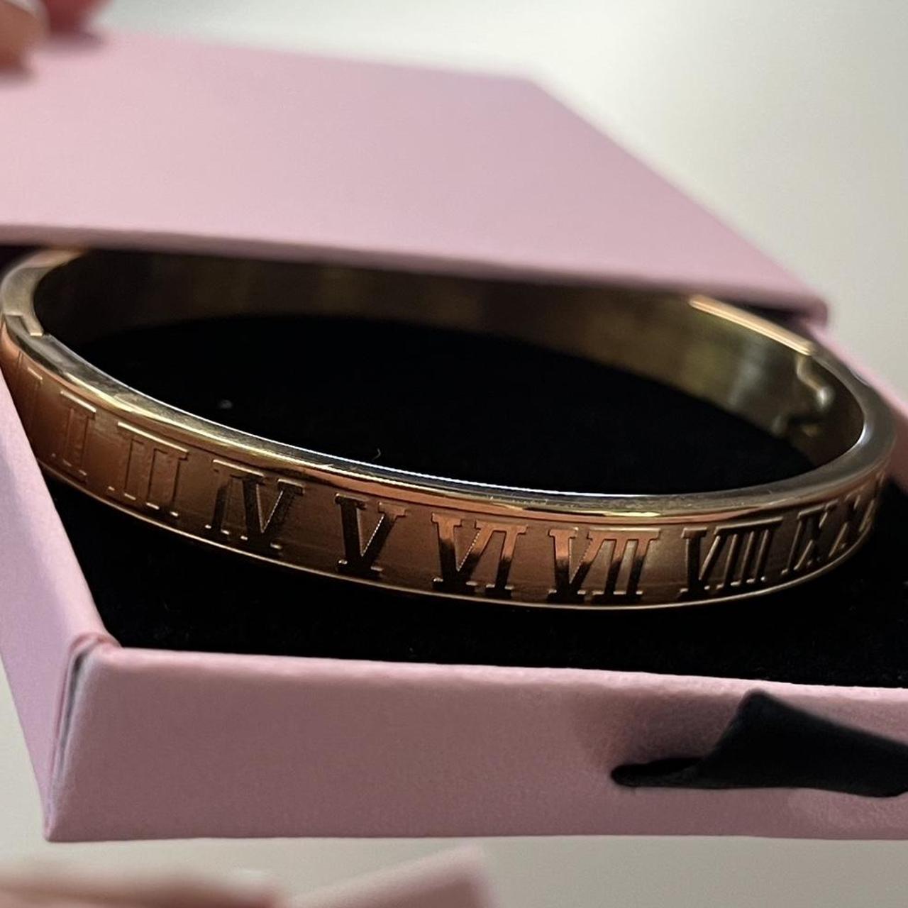 Gold bracelet with roman numerals design Great - Depop