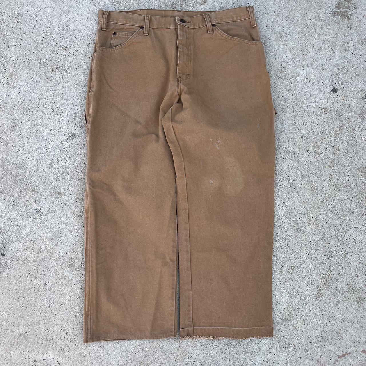 Dickies Men's Tan and Red Trousers | Depop