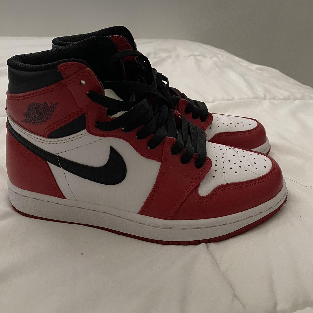 Air Jordan 1 Retro High OG BG black/white/varsity... - Depop