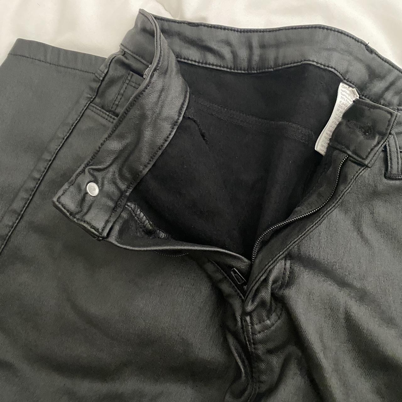 High rise faux leather pants Size 28 - Depop