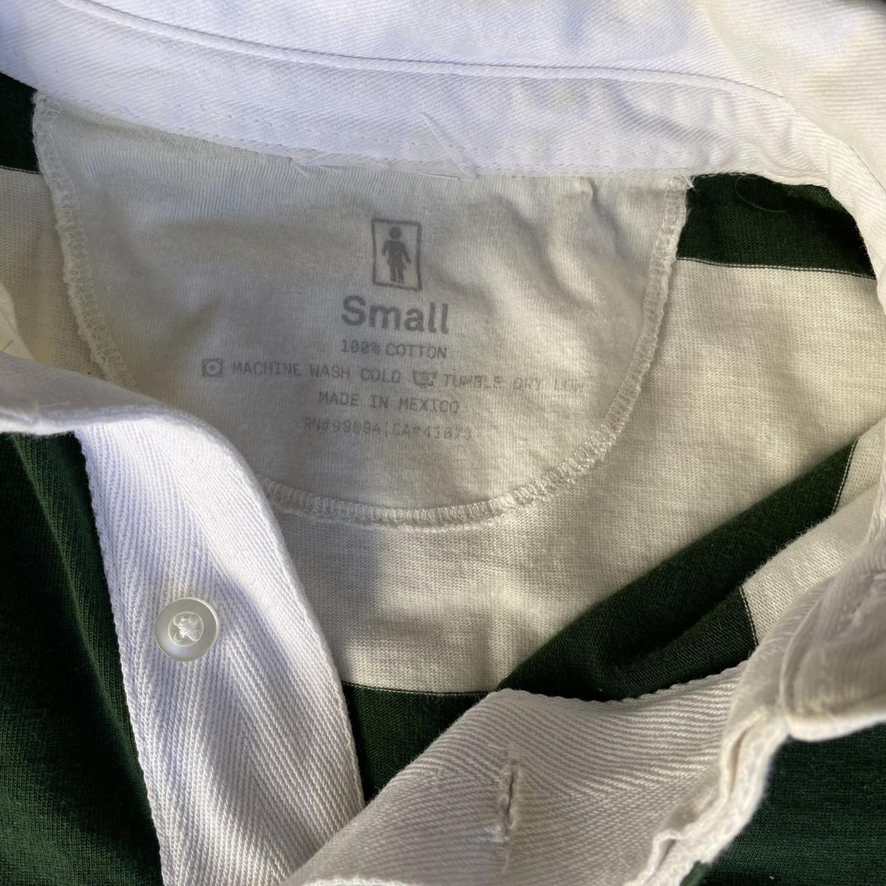 Girl Skateboards polo/rugby shirt Green & white,... Depop