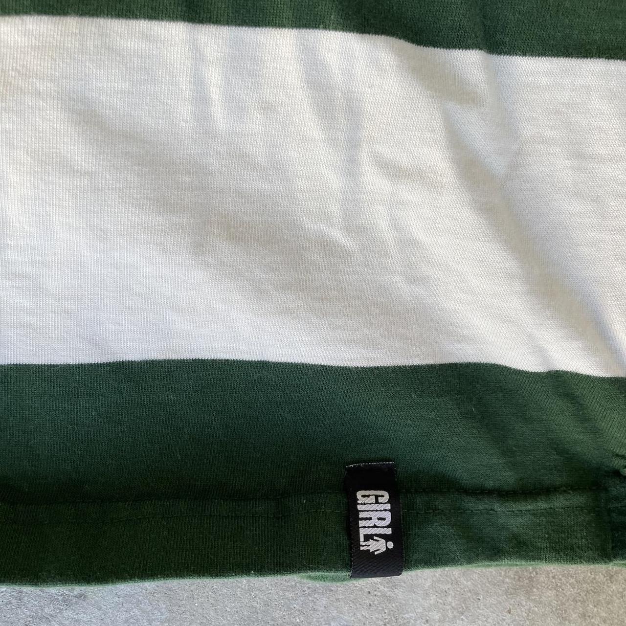 Girl Skateboards polo/rugby shirt Green & white,... Depop