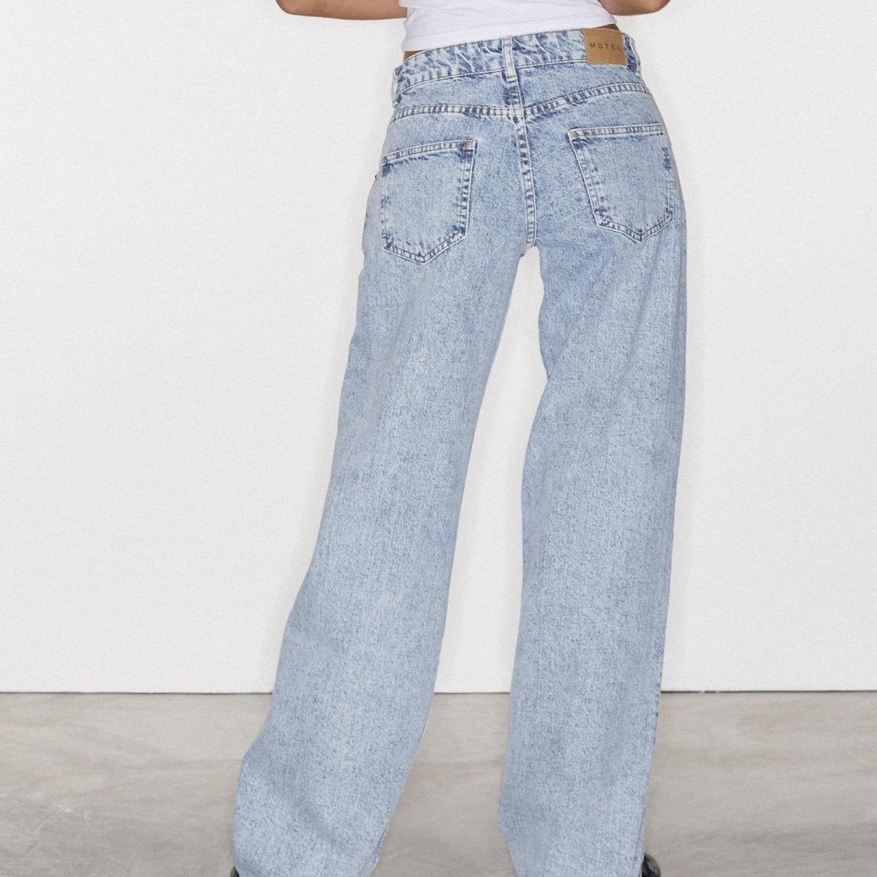 Motel rocks low rise parallel jeans 80s light blue... - Depop