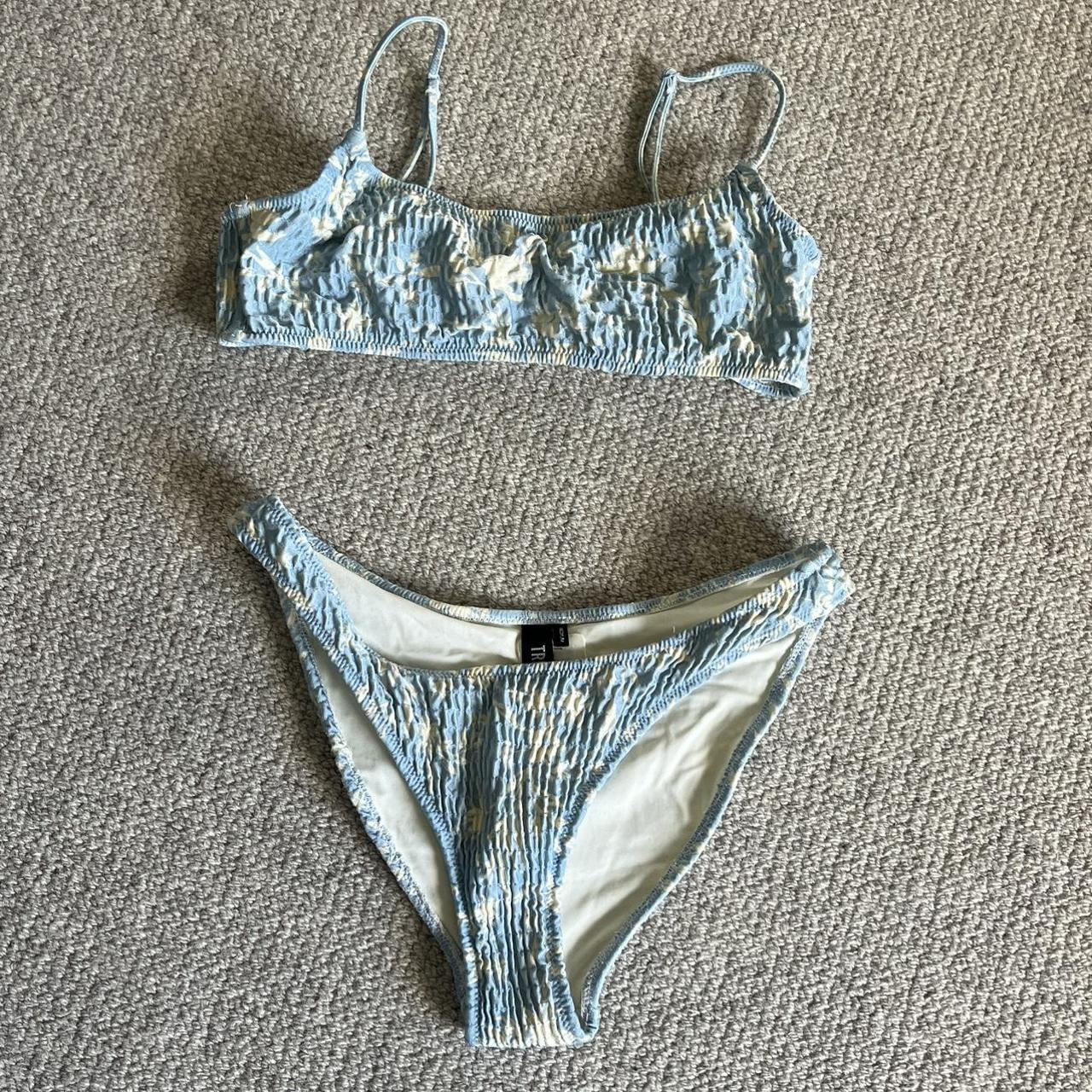 Triangl Women's Blue and White Bikinisandtankinisets Depop
