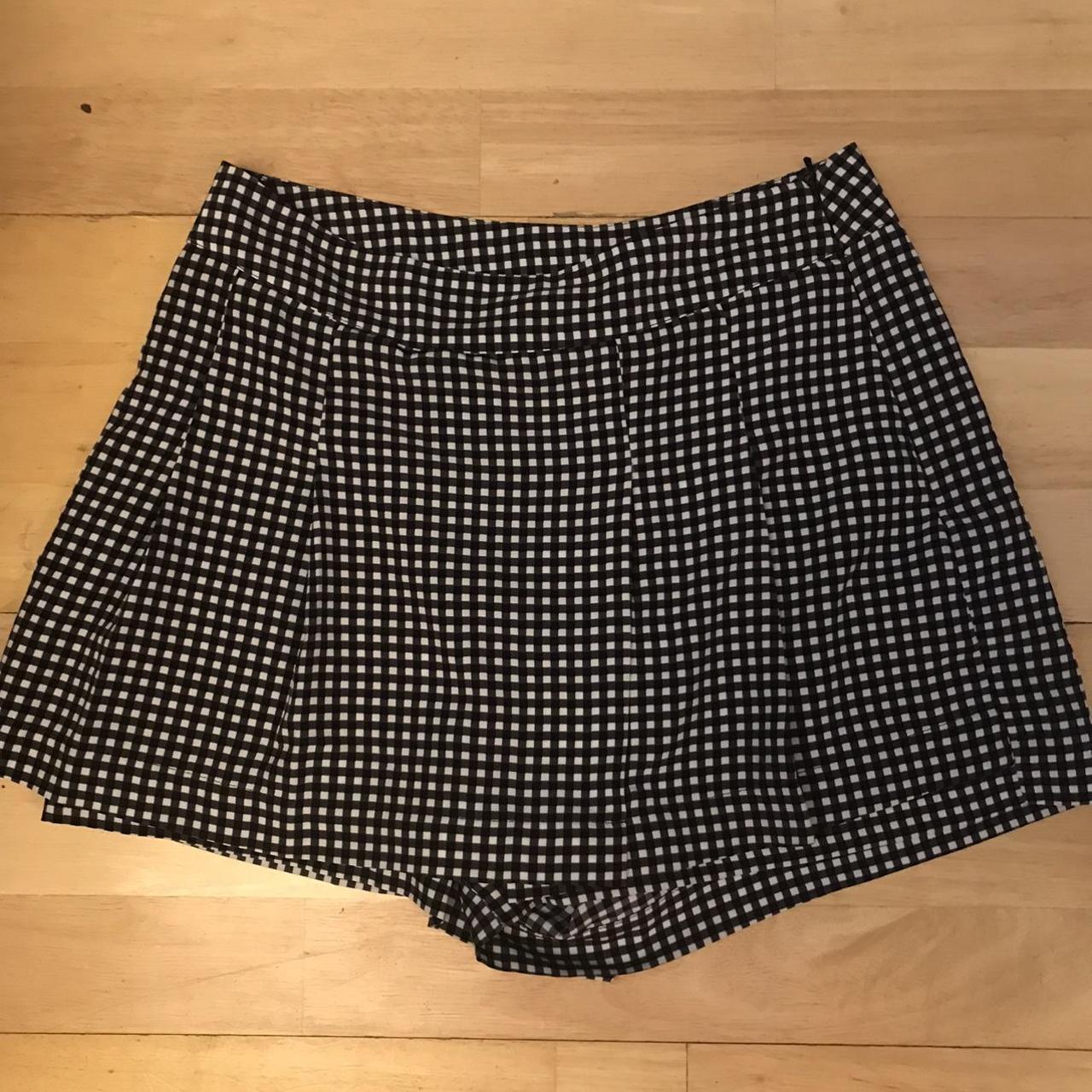 black and white checkerboard skort/skirt shorts - Depop