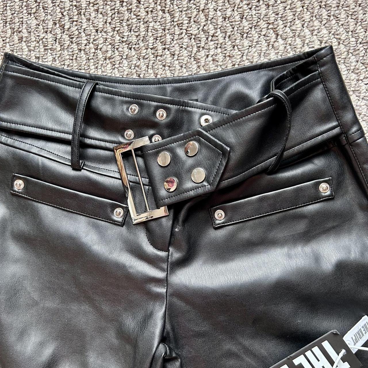 THE KRIPT Black Leather Straight Pants Bought Brand Depop