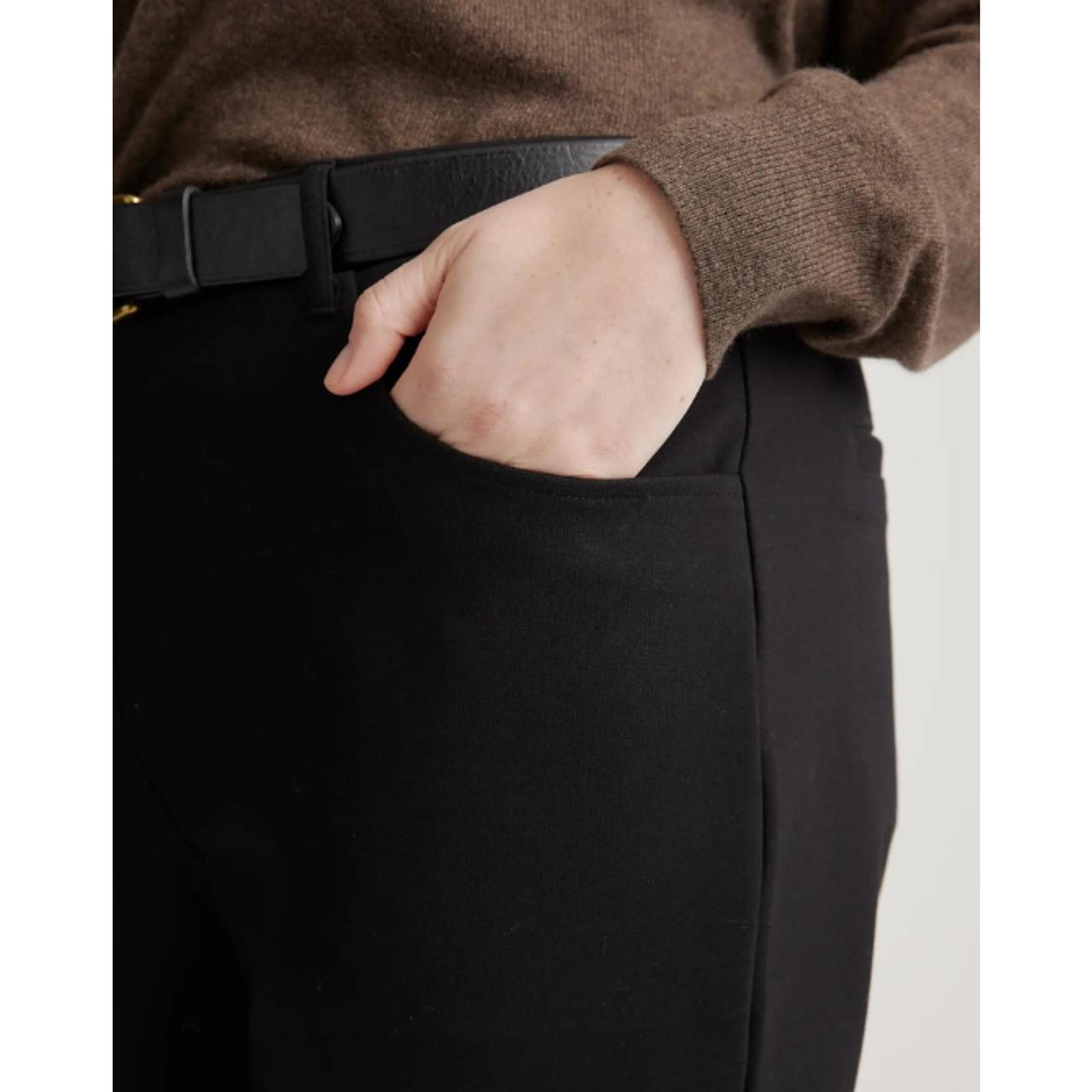 Quince Ultra Stretch Ponte Straight Leg Pocket Pant Black Size