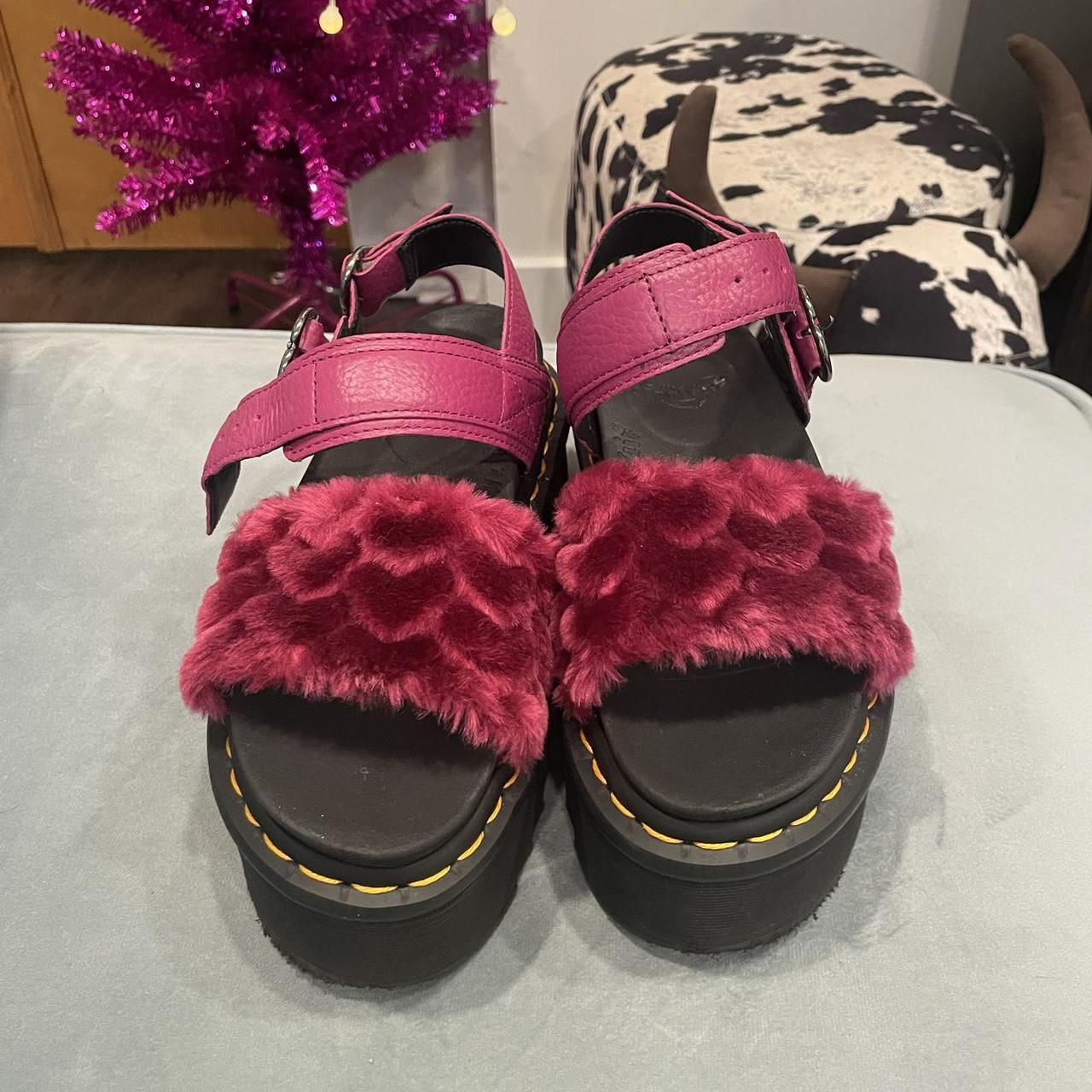 Pink fluffy hotsell dr marten sandals