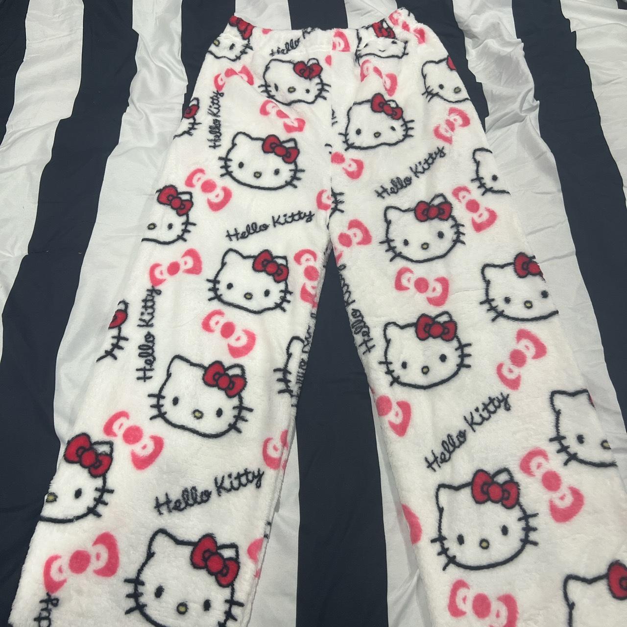 hello kitty pajama pants in white and pink bought... - Depop