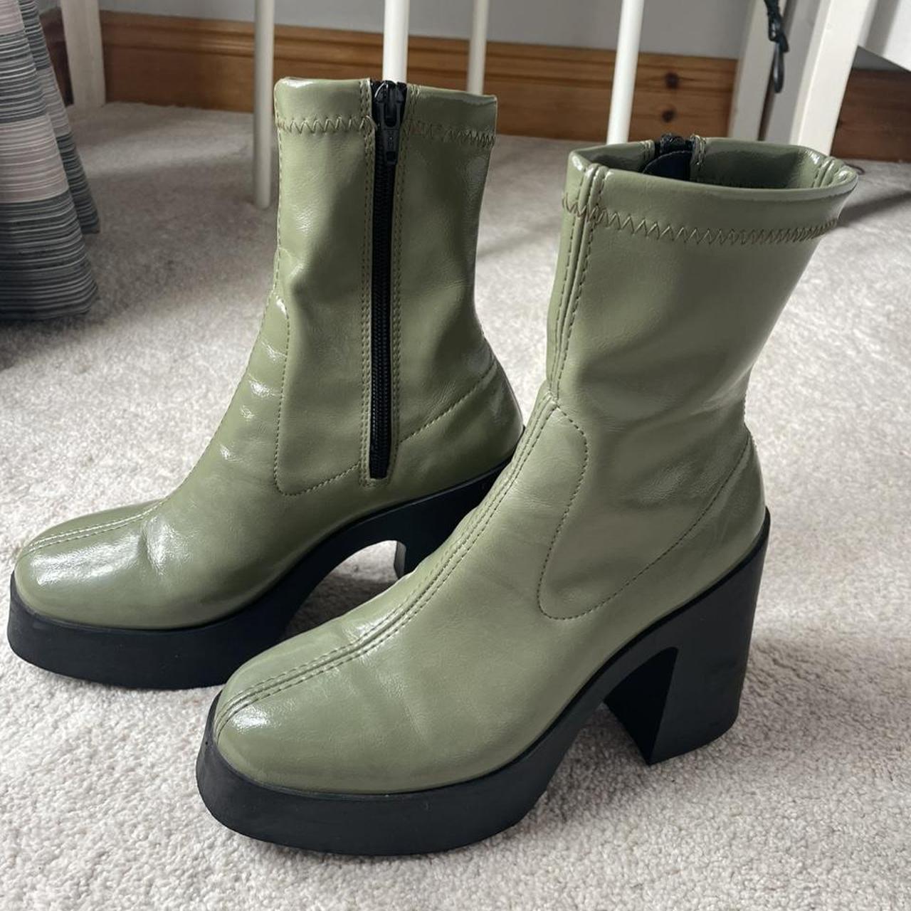 Asos Design Elsie High Heeled Sock Boot In Mint Patent ASOS Design