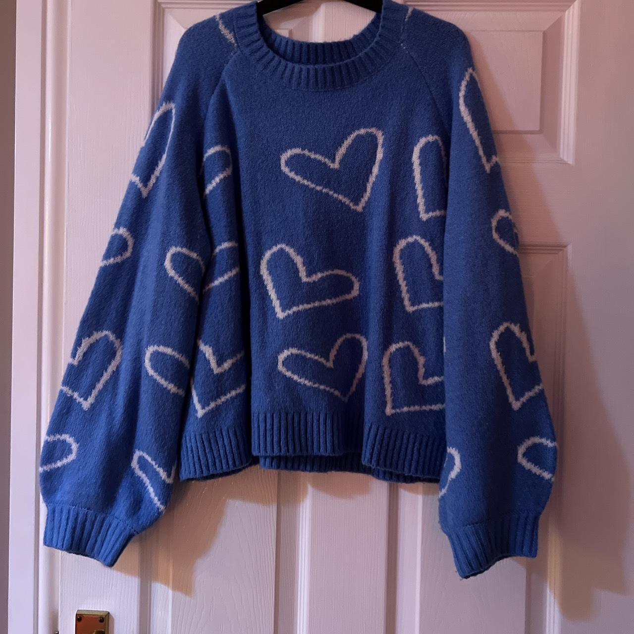 Blue heart sweater 💙 Size 8 JDY So cozy! - Depop