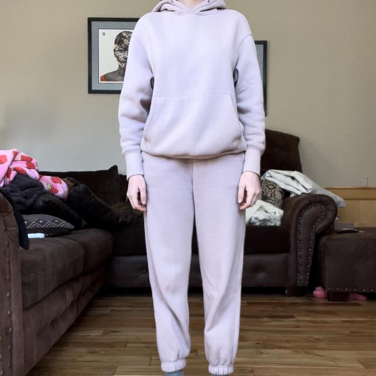 Reserved blush pink loungewear set, hoodie is s and... Depop