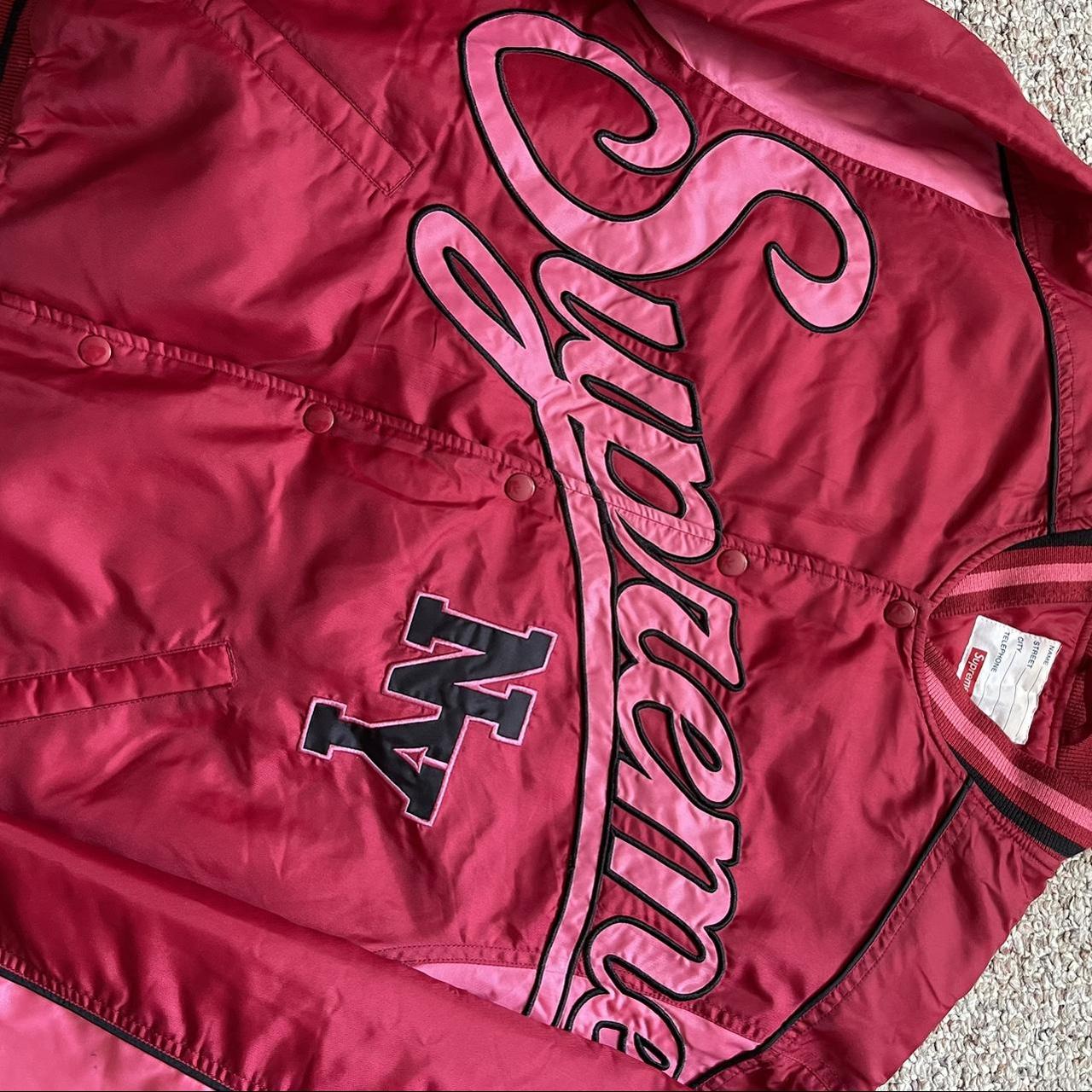 Supreme Varsity Jacket Red/Pink Size L - Depop