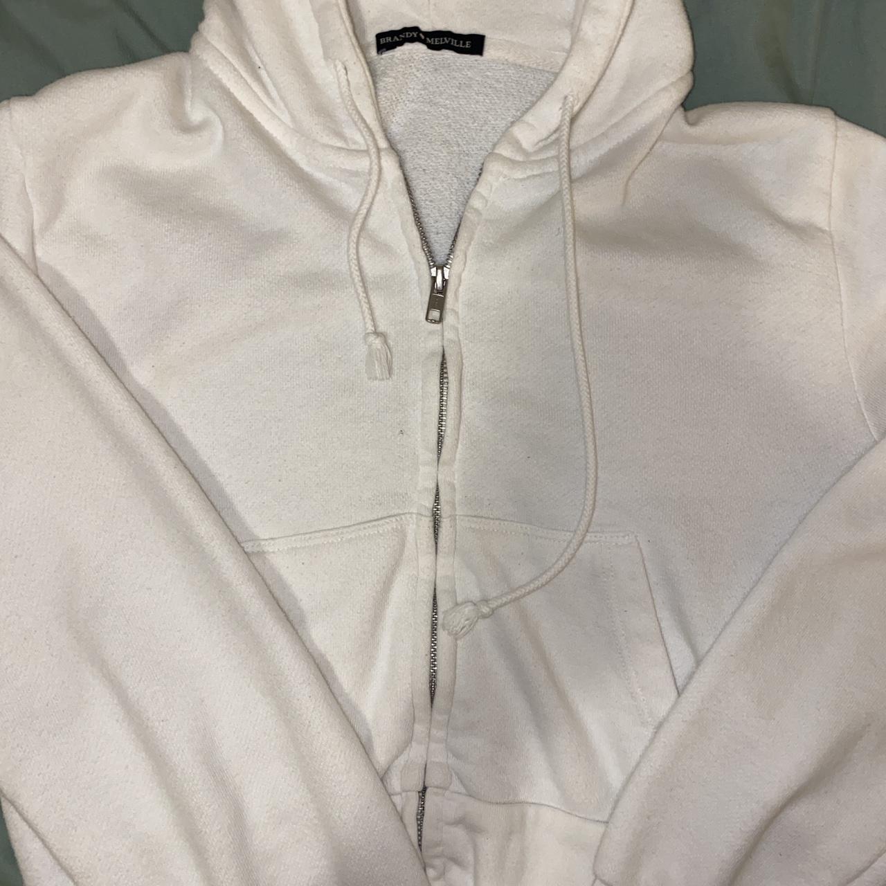 Brandy Melville Women's White Hoodie | Depop