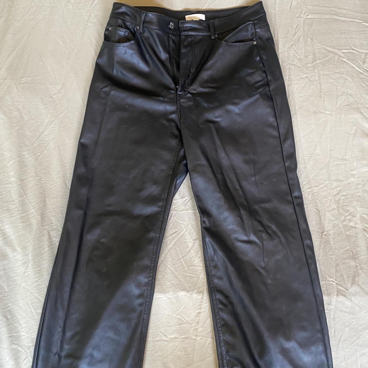 ️FAUX LATHER PANTS ️ H&M Faux Leather Pants Size... - Depop