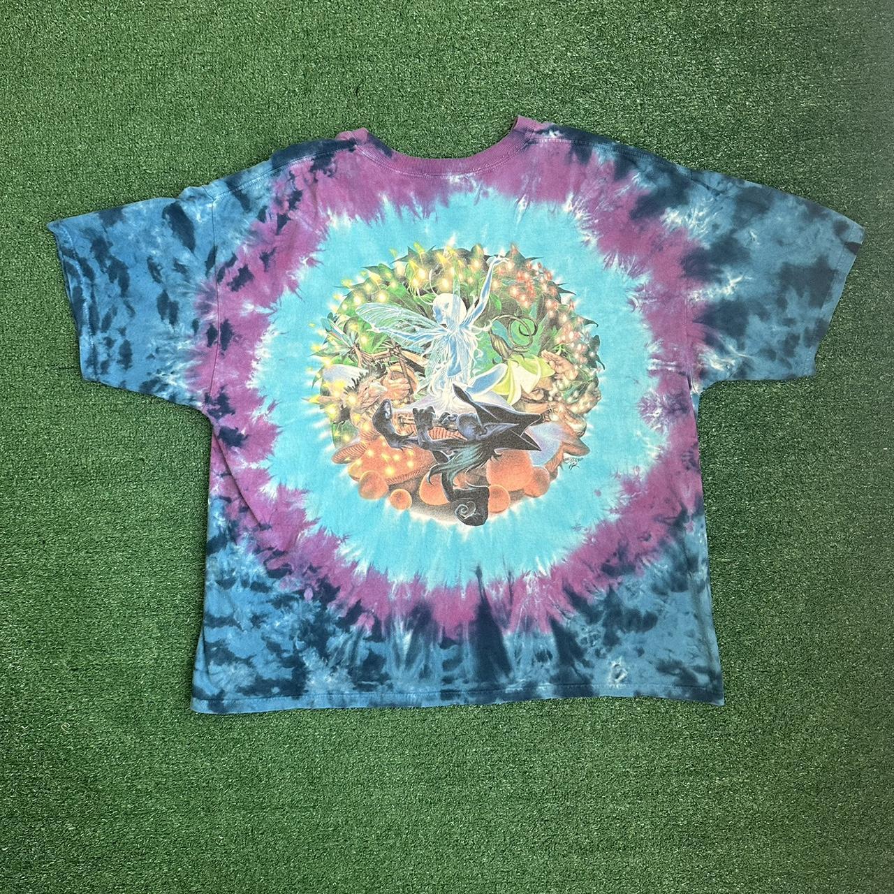 Vintage liquid blue tie dye Raiders T-shirt size - Depop