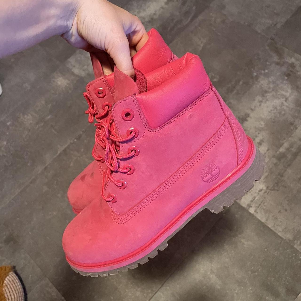 bright pink timberland boots