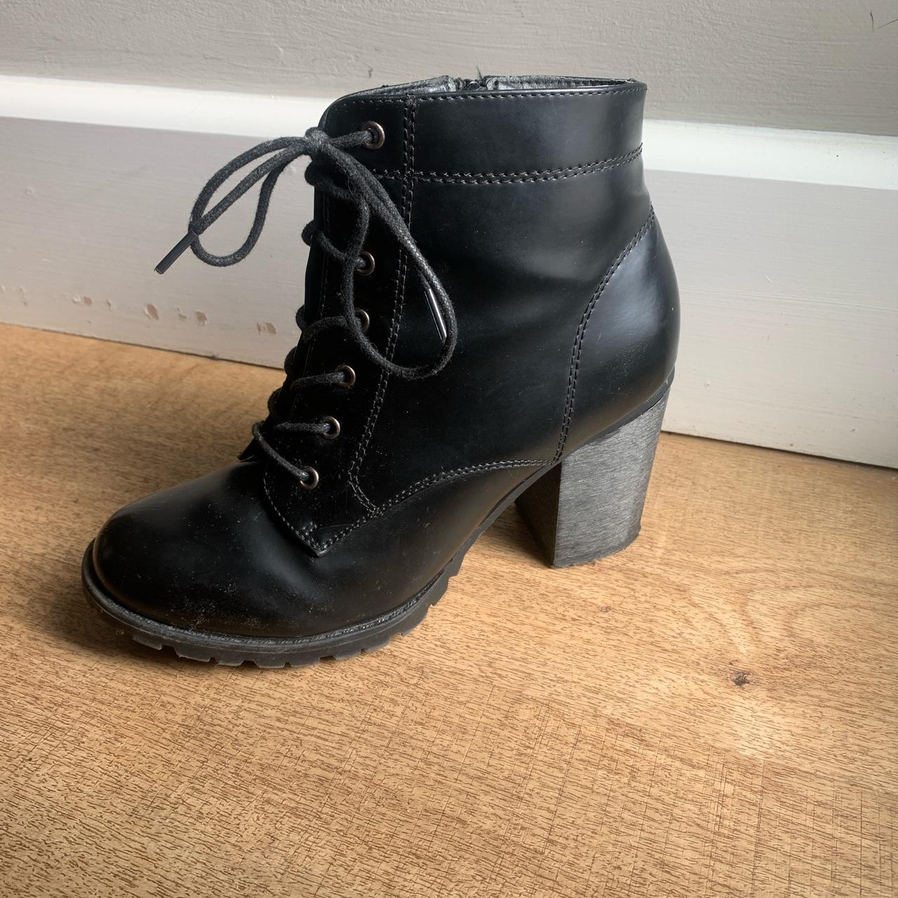 heeled combat boots black