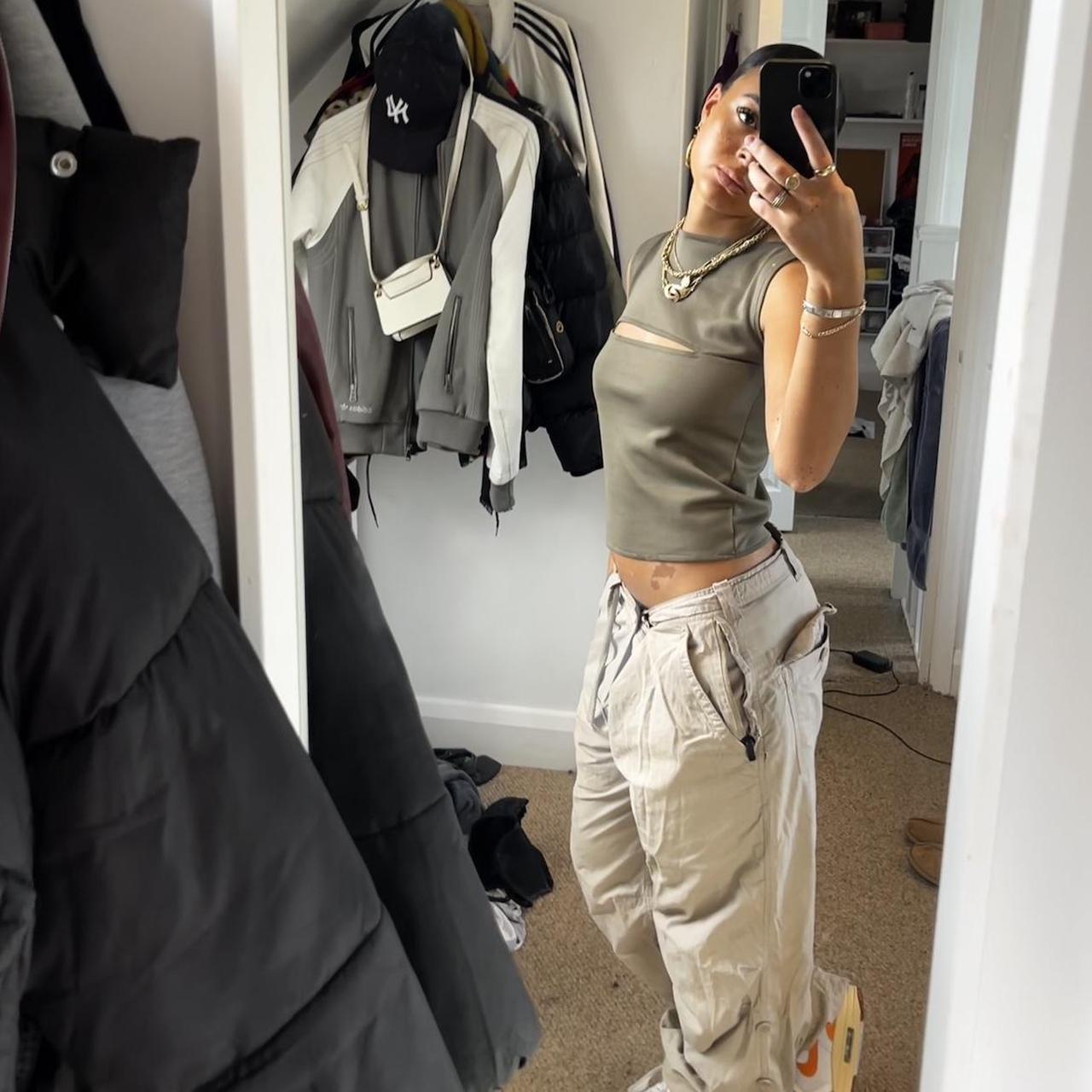 Khaki cut out tank top . In perfect condition. Just... - Depop