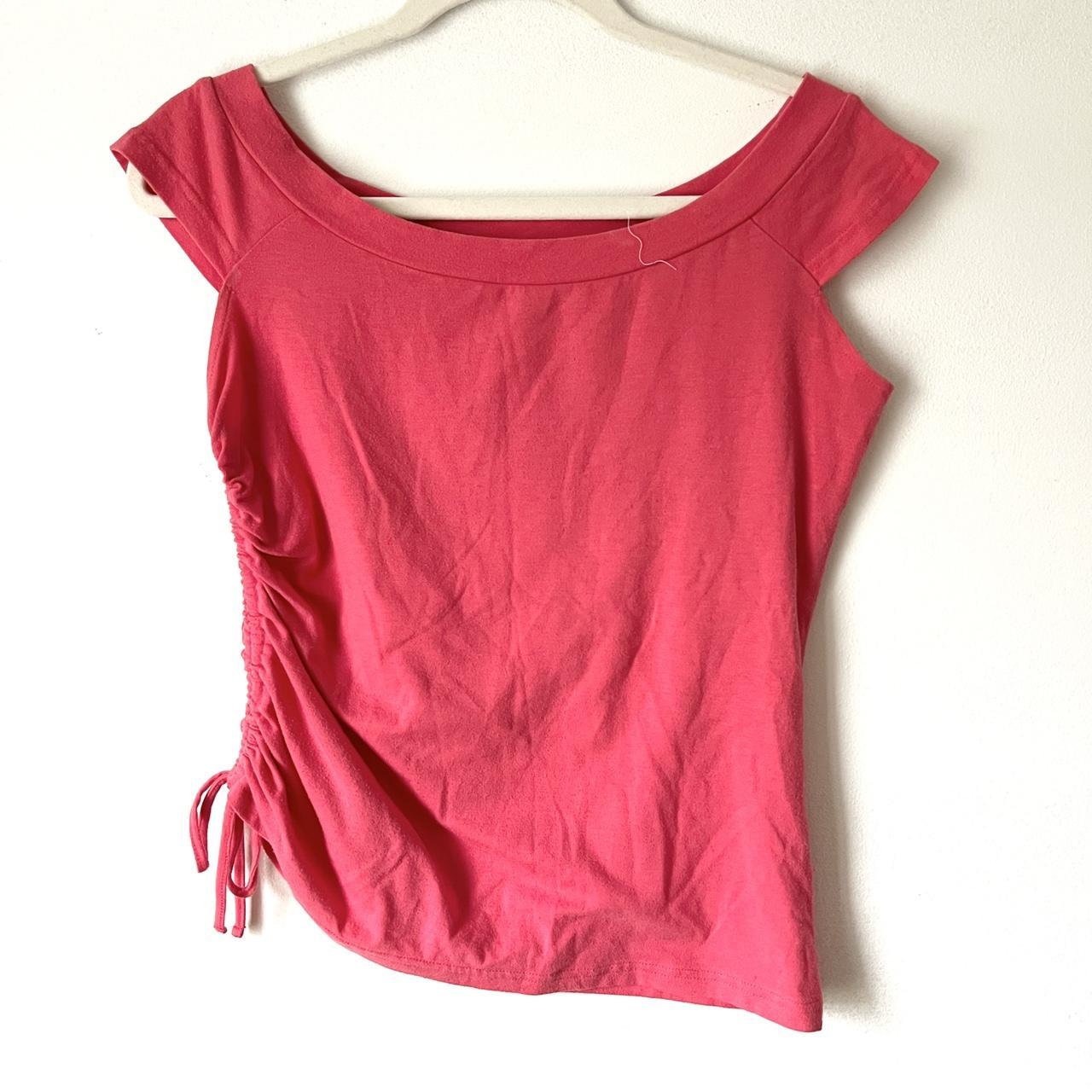 Cute pink Y2K cap sleeve top by Energie Size XL... - Depop