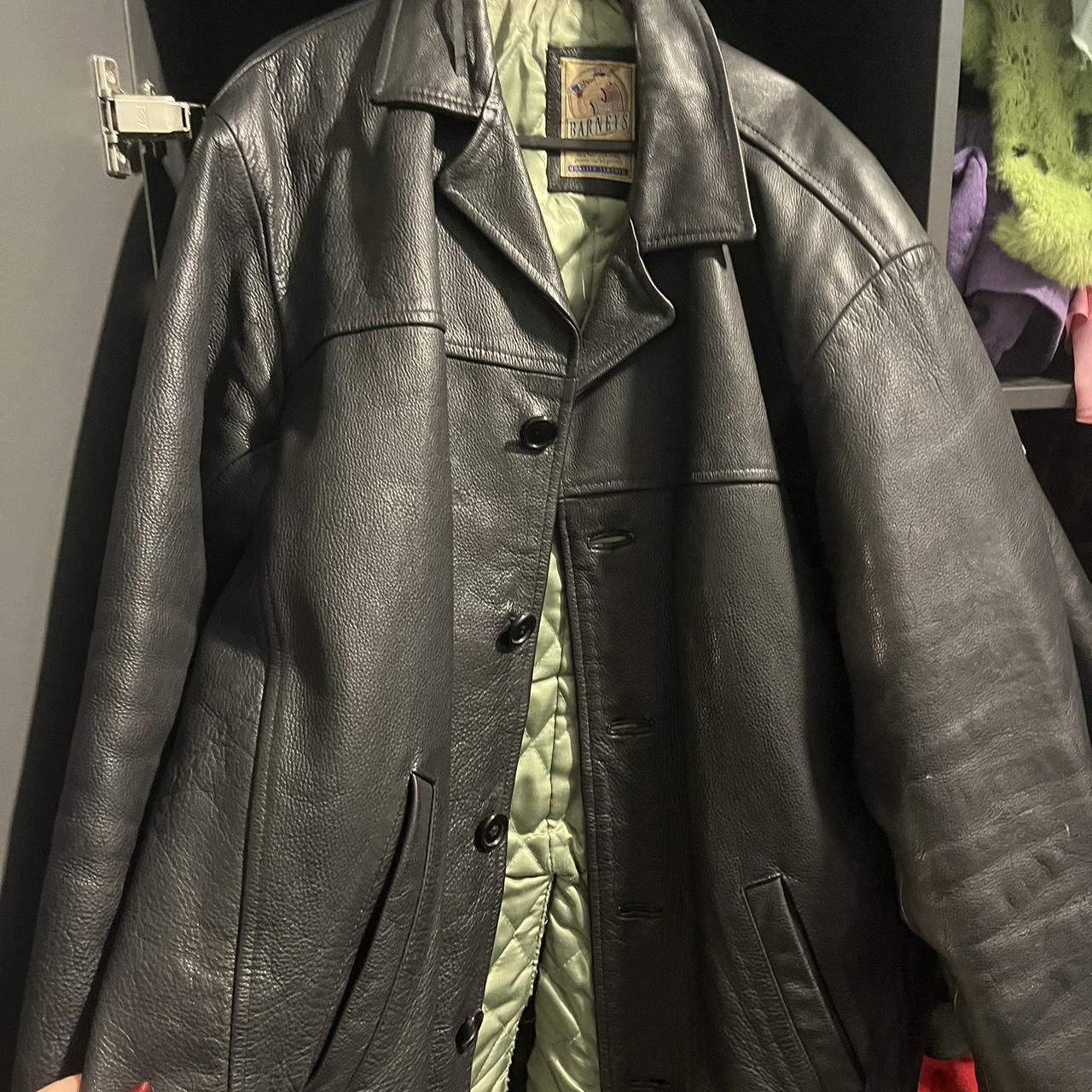 stunning vintage Barney’s real leather jacket. Lime... - Depop