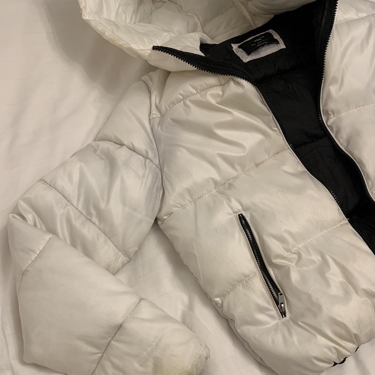 White Bershka puffer jacket in size small Still in... - Depop