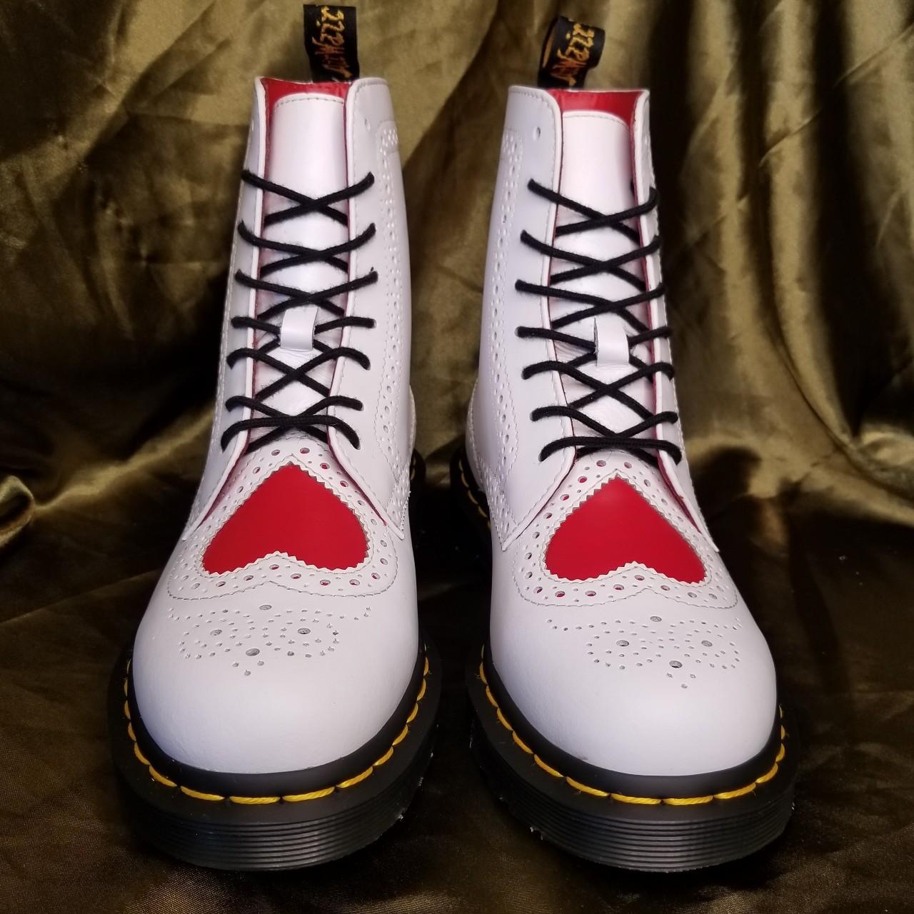 Dr. Martens Bentley II Heart white/red leather... - Depop