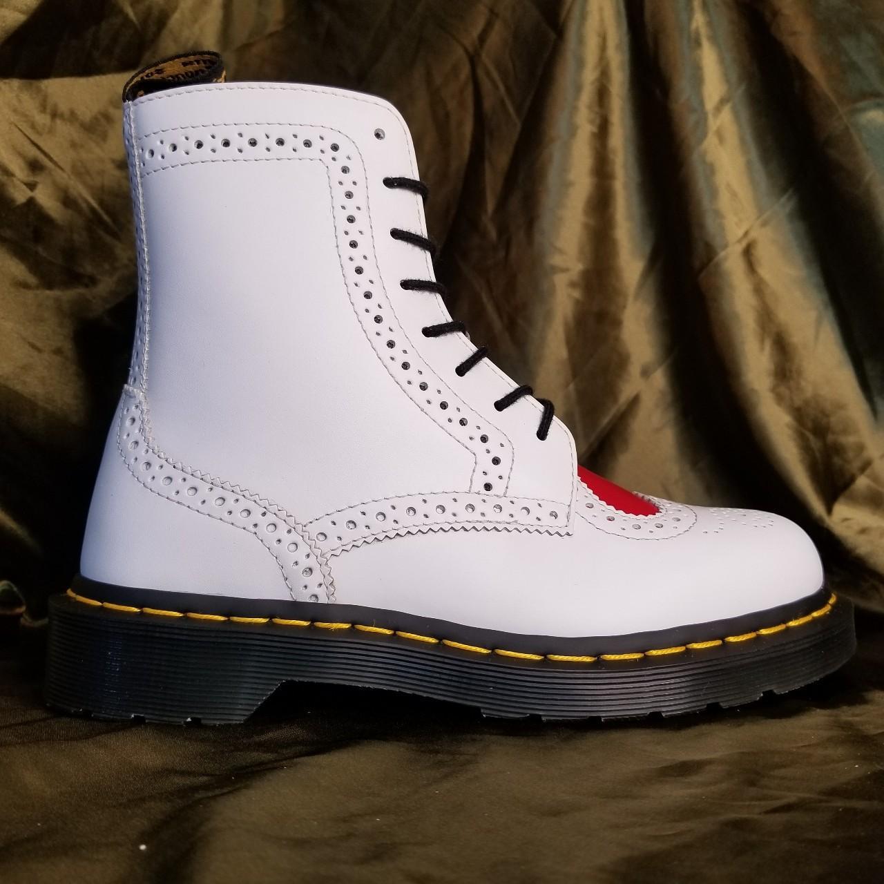 Dr. Martens Bentley II Heart white/red leather... - Depop