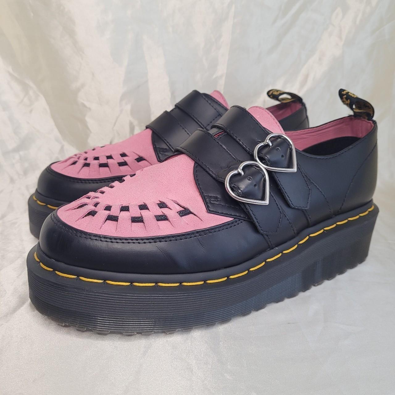 Dr. Martens x Lazy Oaf pink black suede leather. Depop