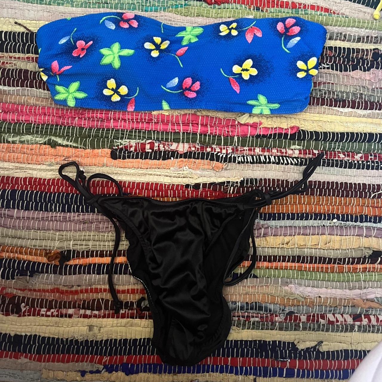 Free People Women's Blue and Black Bikinisandtankinisets Depop
