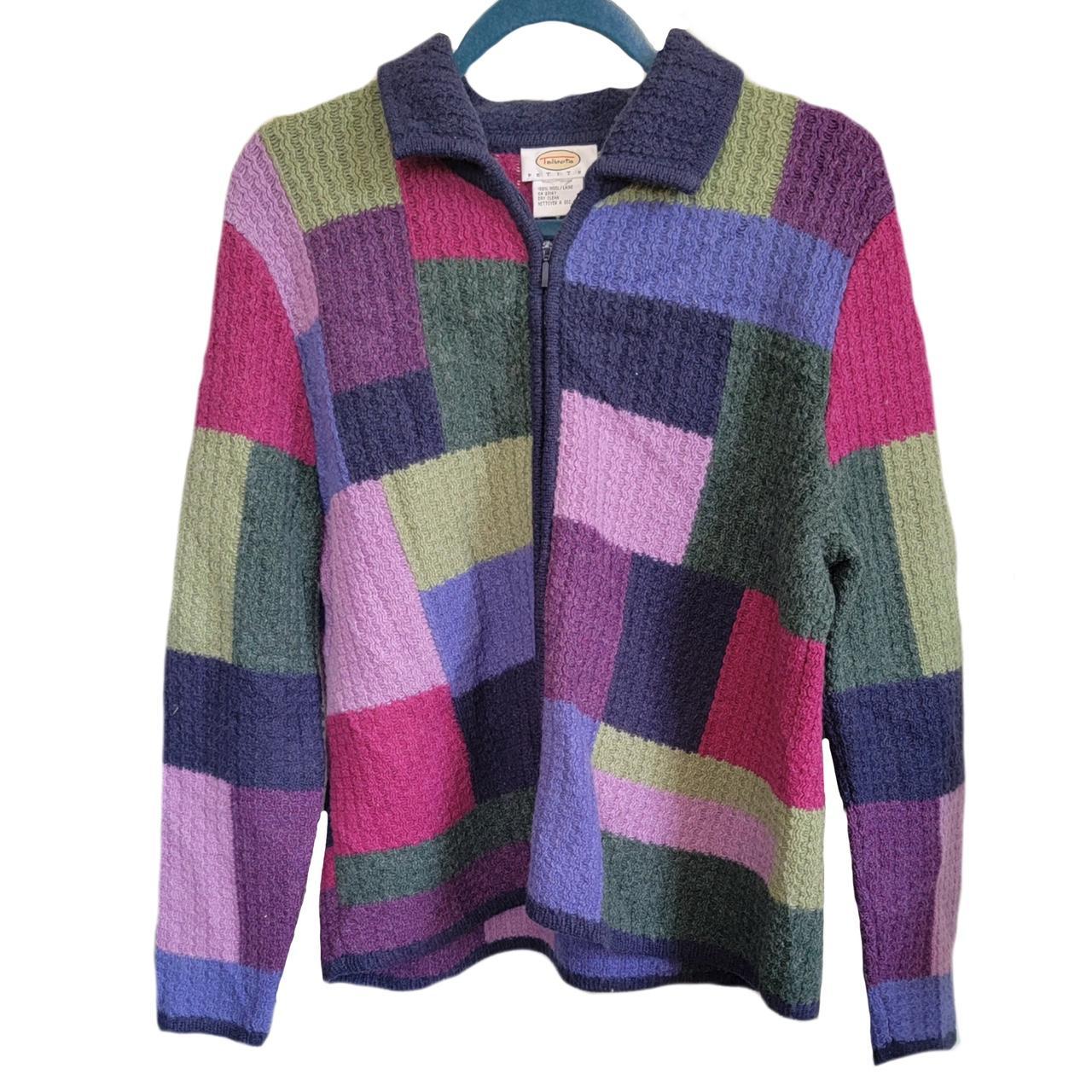 Vintage Talbots Knit Patchwork Zip Up...