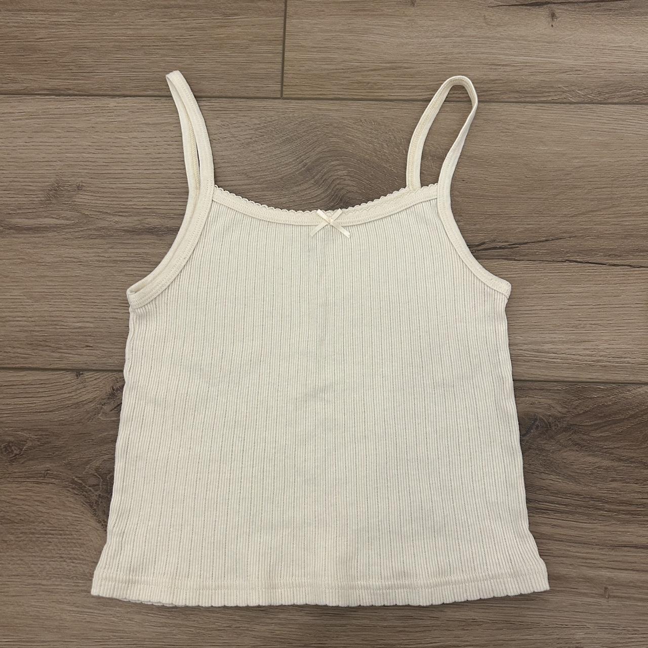 brandy melville cream lace bow tank top one size - Depop