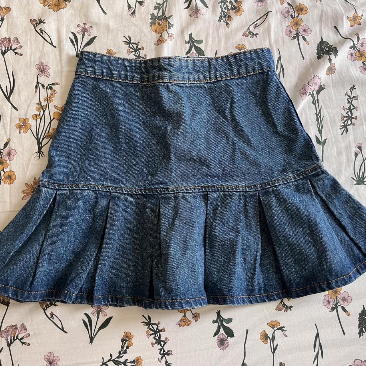 LIONESS PLEATED DENIM MINI SKIRT -EVERYTHING MUST... - Depop