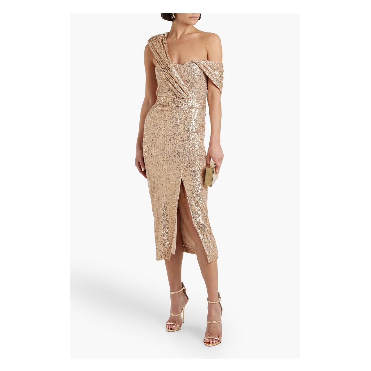 Badgley mischka gold sequin dress best sale