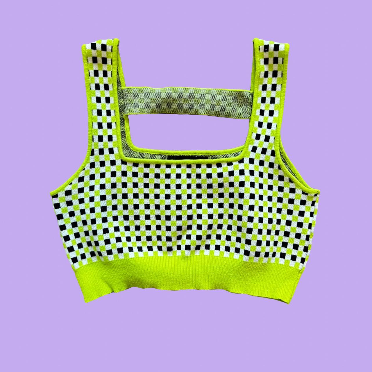 cider checkered crop S cool back detail Depop