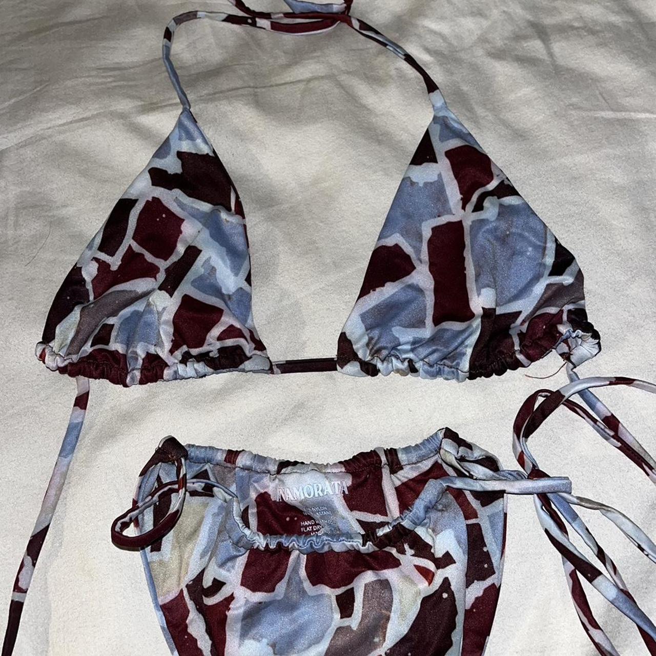 Inamorata Women's Blue and Brown Bikinisandtankinisets Depop