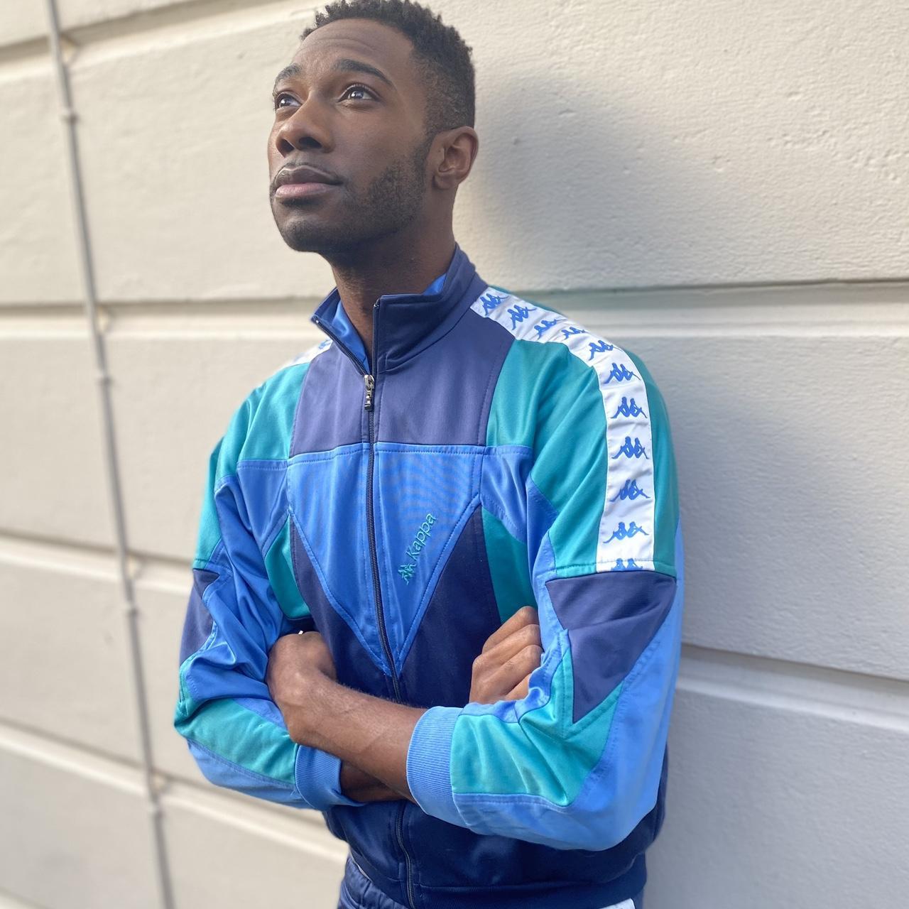 Men's Blue and Green Jumpsuit Depop