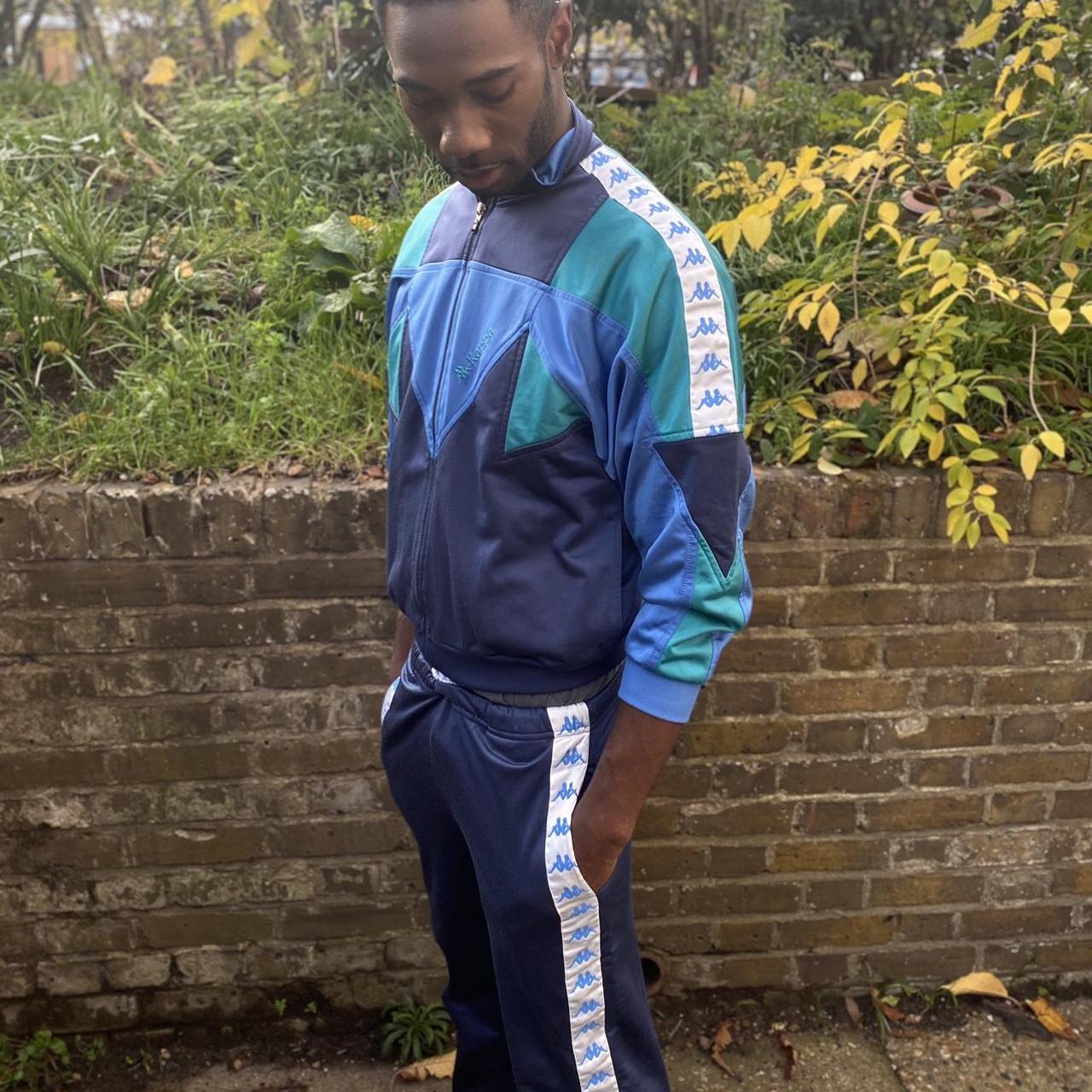 Men's Blue and Green Jumpsuit Depop
