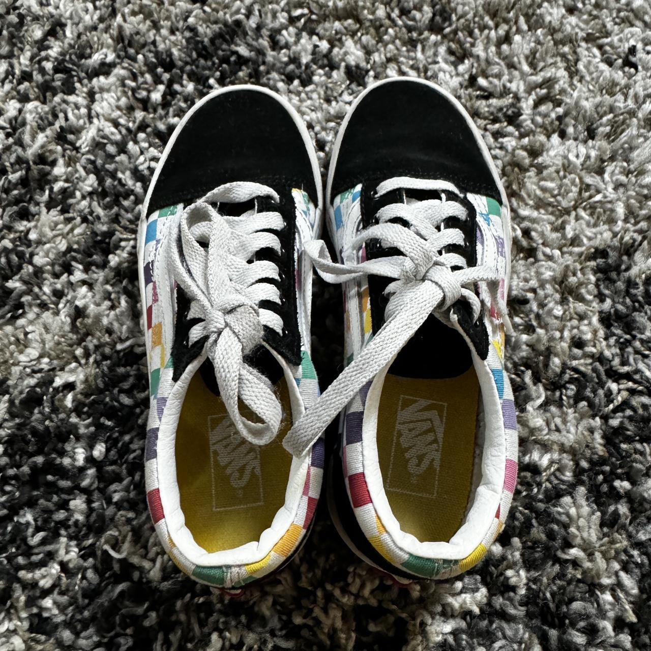 Vans Kids Rainbow Checker Size 1.5 Preowned Depop