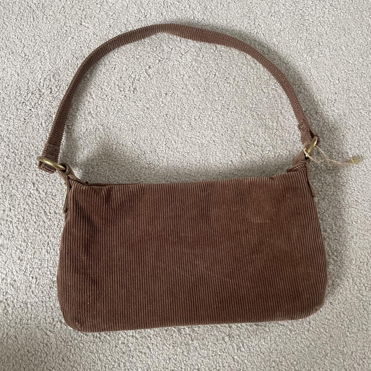 brown brandy Melville shoulder bag. Ribbed/corduroy... Depop