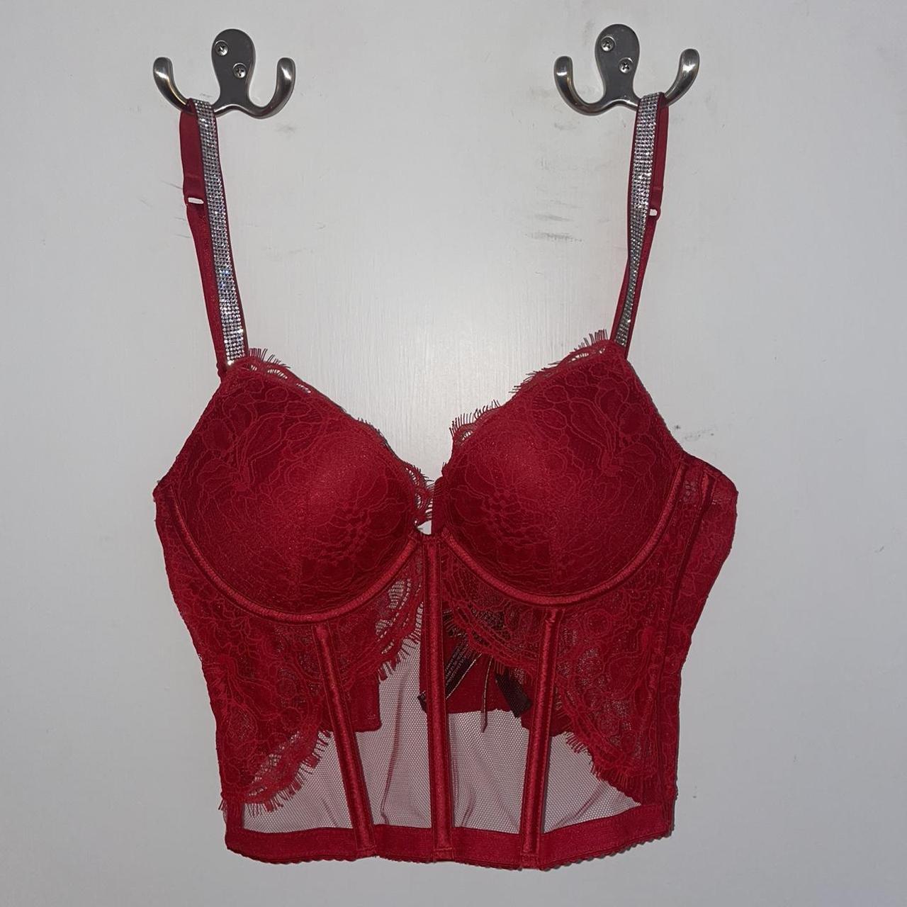 victoria secret red corset never worn size - Depop