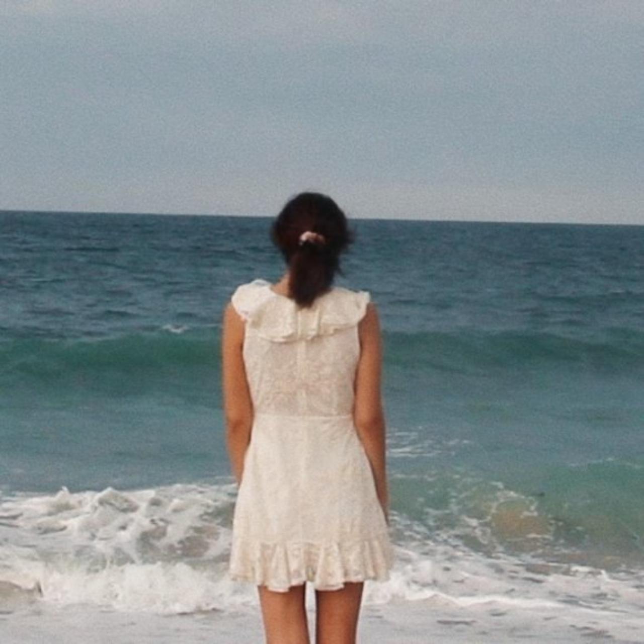 BB Dakota Ivory White Lace Ruffle Mini Dress Depop