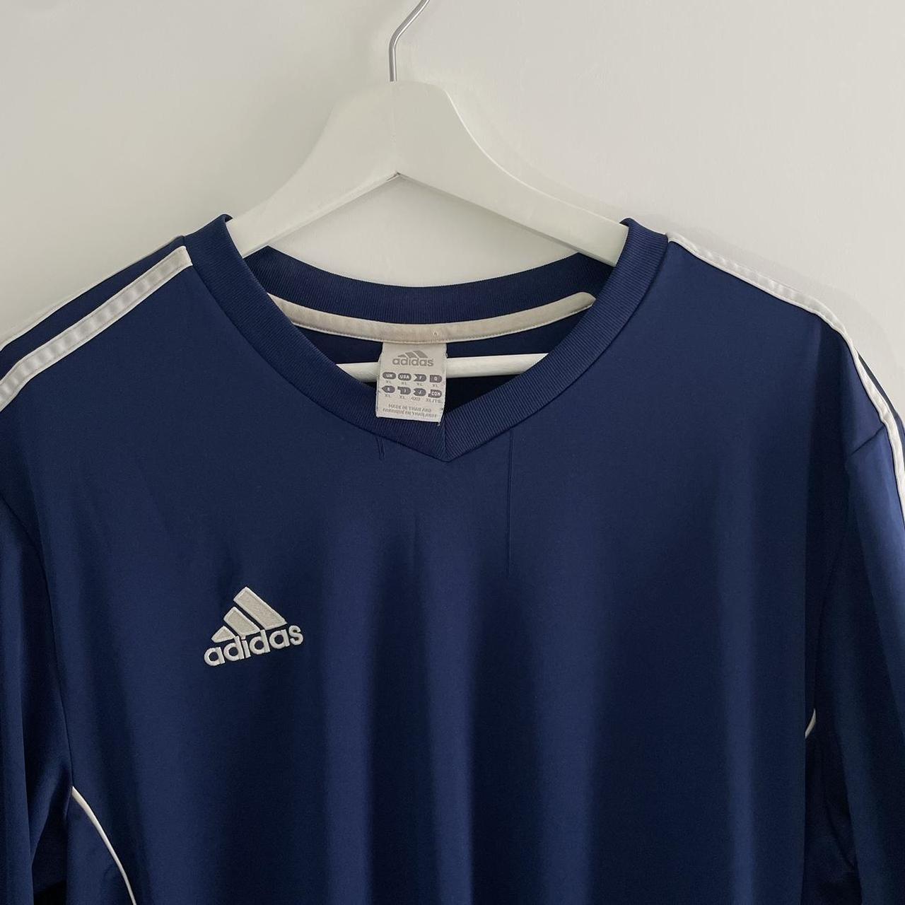 Adidas navy football shirt Size XL Has a couple of... - Depop